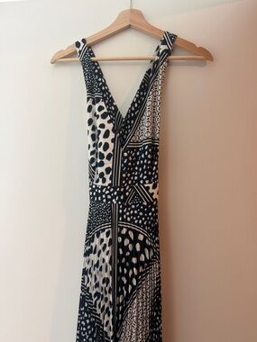 NWT Express Asymmetrical Pleated Midi Dress Criss Cross Low Back